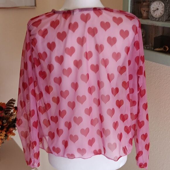 Groovy Gal Heart Sheer Top. Elevated Indie, Akubi, Whimsical - Picture 5 of 7